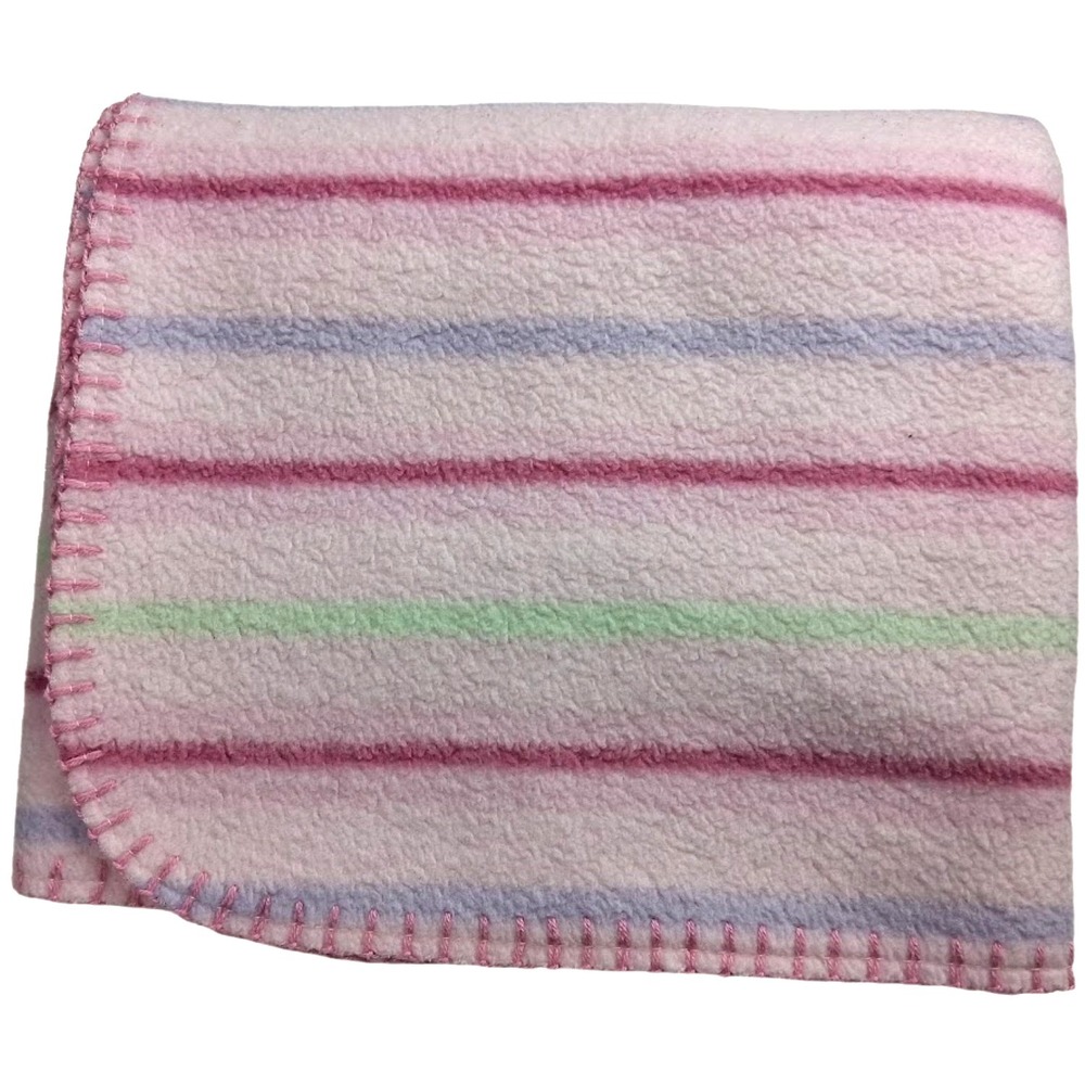 Baby Connection‎ Pink Stripe Fleece Blanket Security Lovey Purple Green 30x40